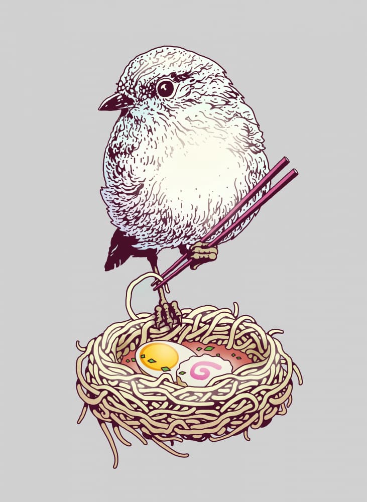 Ramen Bird Nest by Adam Lawless — canvas wall art