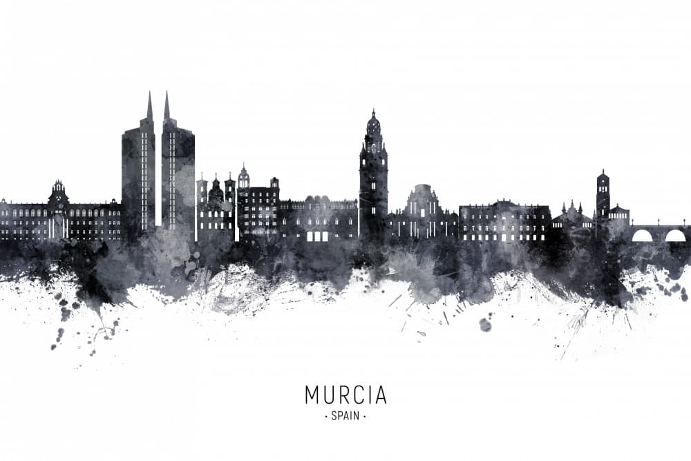 Murcia Spain Skyline by Michael Tompsett — canvas wall art