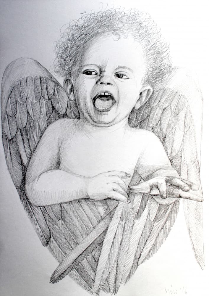 Screaming Baby Angel by Violeta Vollmer — canvas wall art
