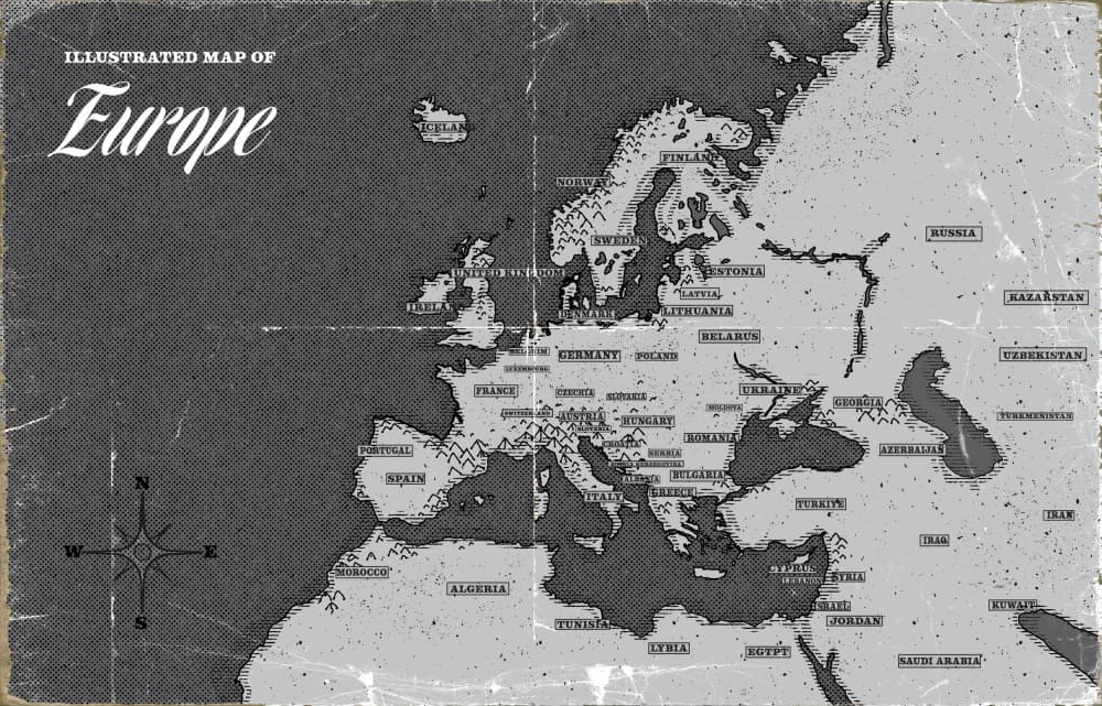 Vintage Map of Europe by Nicholas — canvas wall art