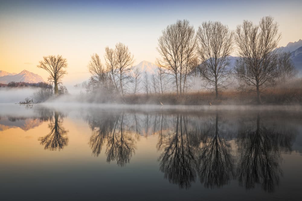 Misty Morning Reflections by Biffi Pietro — canvas wall art