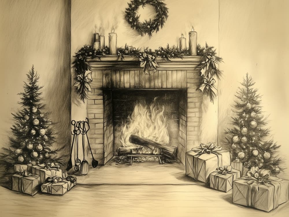 Cozy Christmas Fireplace by Jolly and Dash — canvas wall art