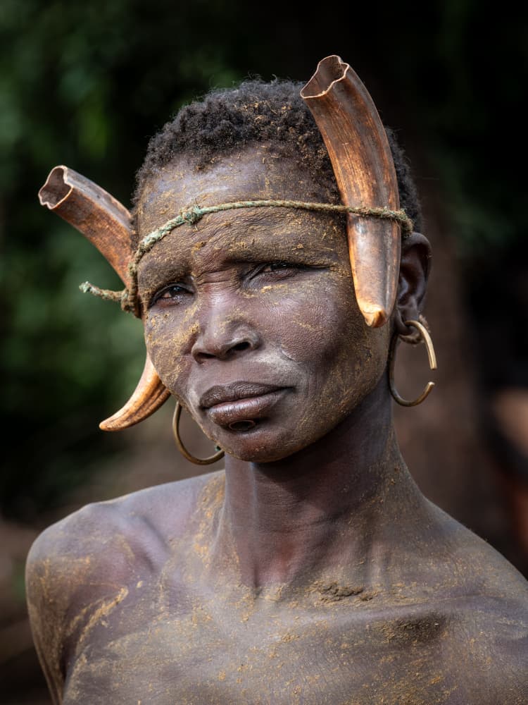African Woman Horns by HuongHoang — canvas wall art