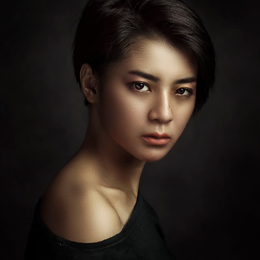 Captivating Gaze Portrait by azalaka — canvas wall art