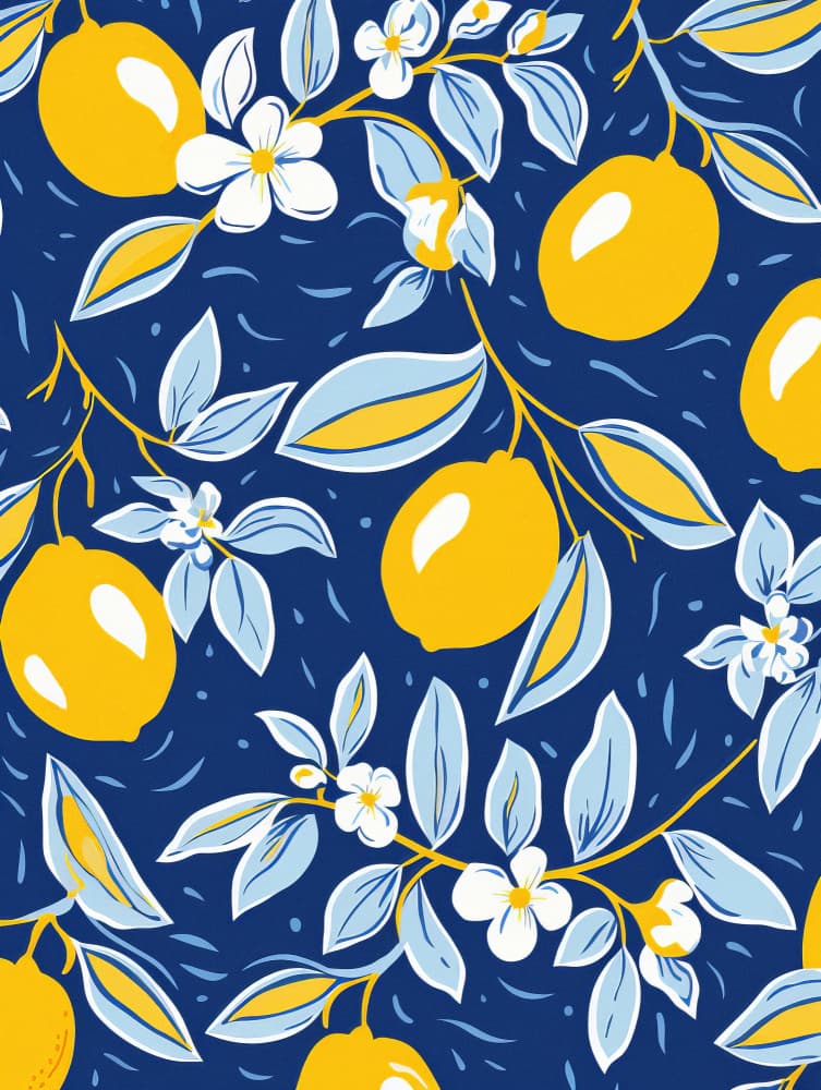 Blue Lemon Pattern by Bilge Paksoylu — canvas wall art