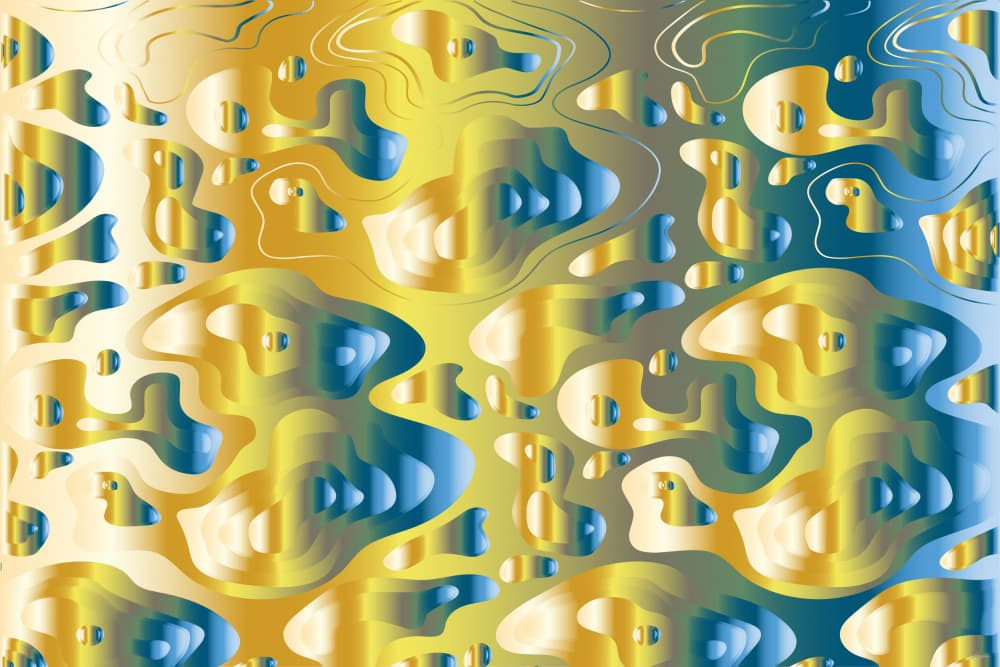 Golden Blue Liquid Flow by Sue Skellern — canvas wall art
