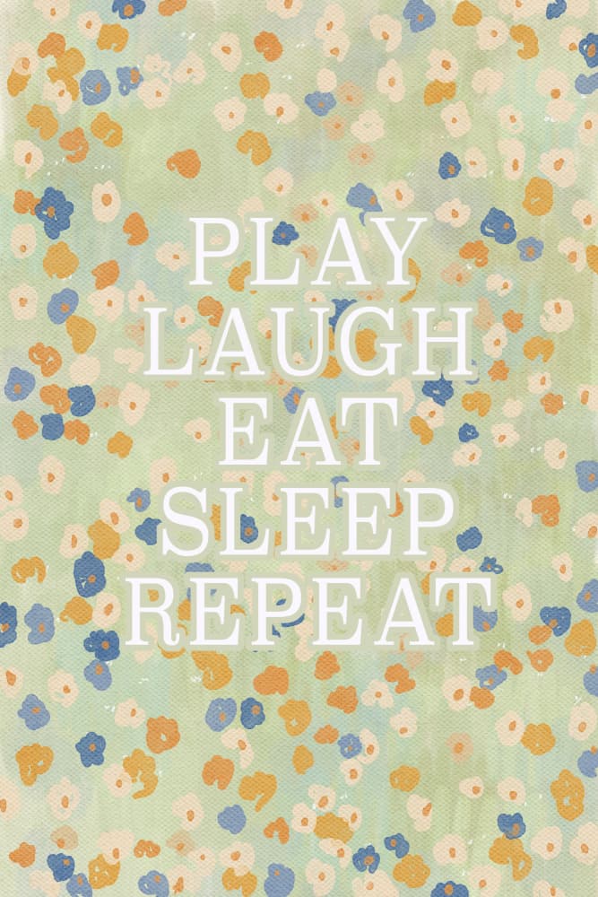Play Laugh Repeat Floral by Treechild — canvas wall art