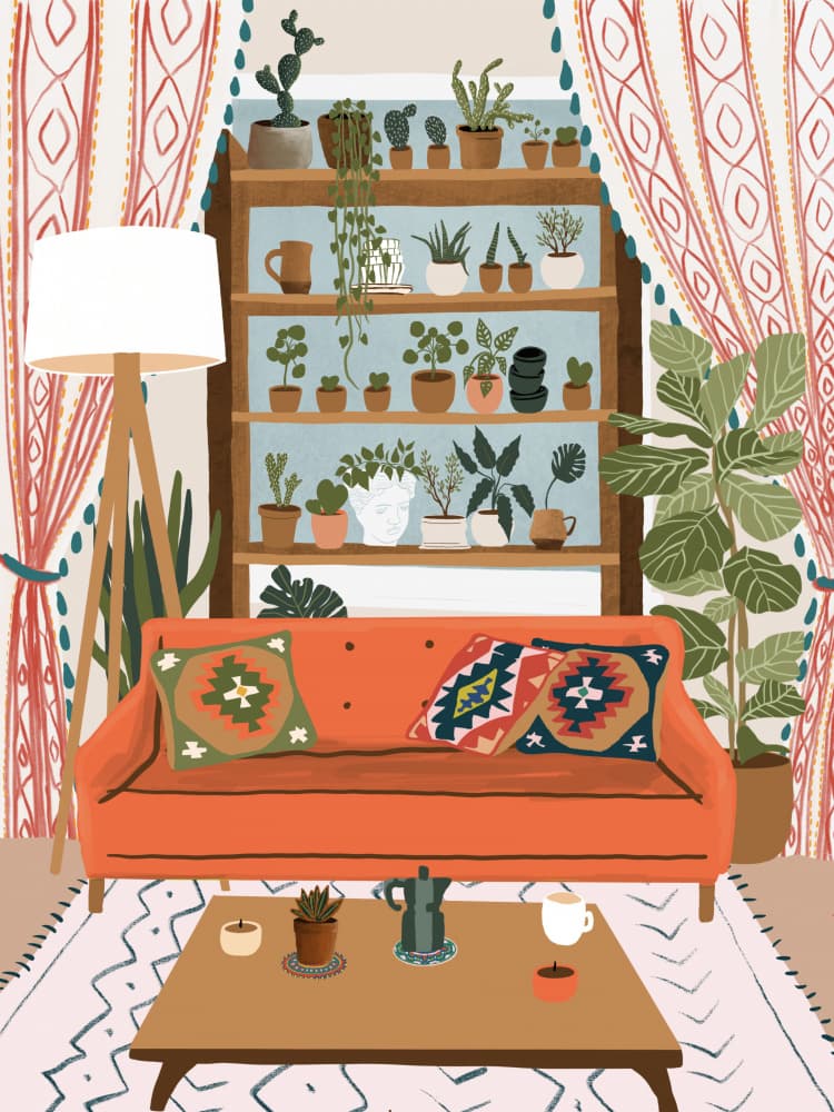 Bohemian Indoor Jungle by Ceyda Alasar — canvas wall art