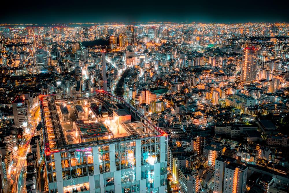 City Lights Panorama by まちゅばら/Hiroki Matsubara — canvas wall art