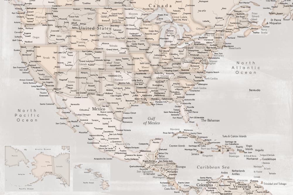 Vintage North America Map by Rosana Laiz Blursbyai — canvas wall art