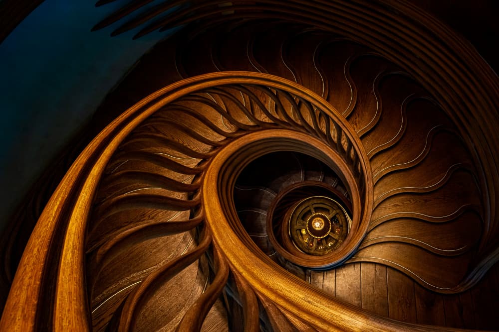 Golden Spiral Staircase by Steven Zhou — canvas wall art
