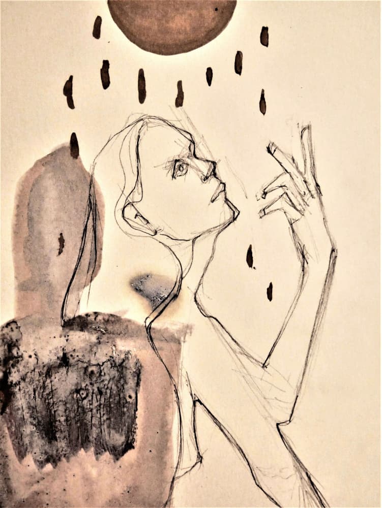 Woman Reaching For Drops by Doris Schmitz — canvas wall art
