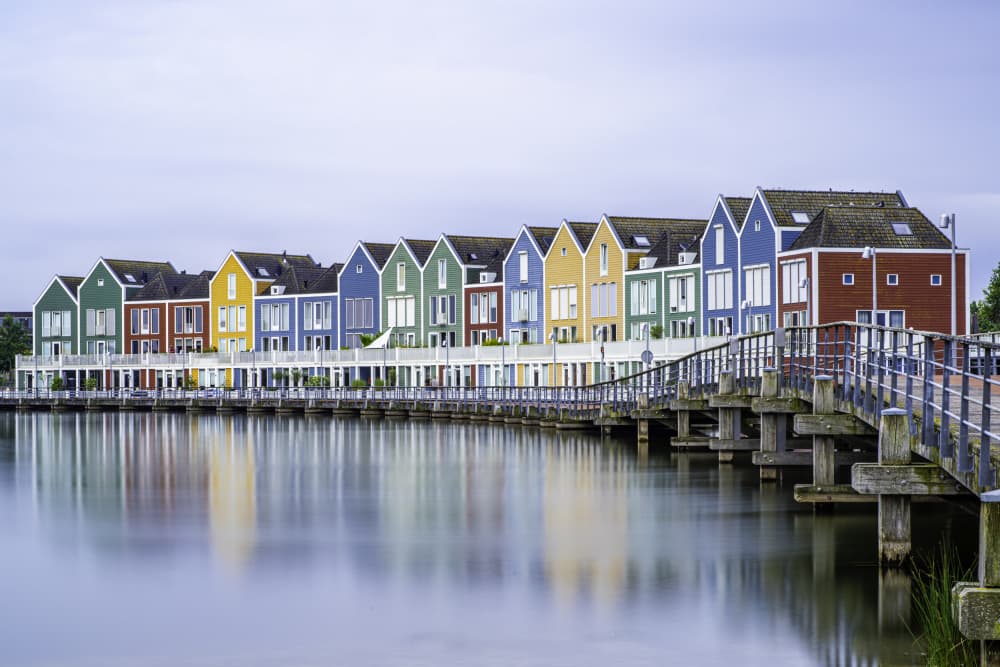 Colorful Canal Houses by Marion Keijzer — canvas wall art