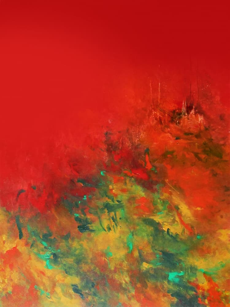 Vibrant Red Abstract by Ron Halfant — canvas wall art