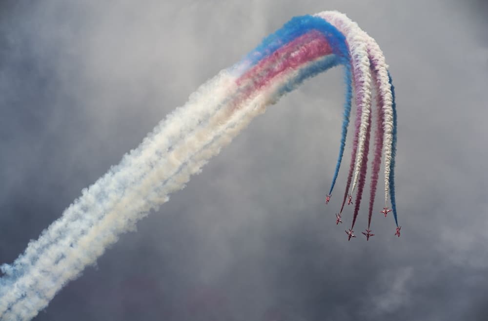 Red White Blue Aerobatics by Leon — canvas wall art