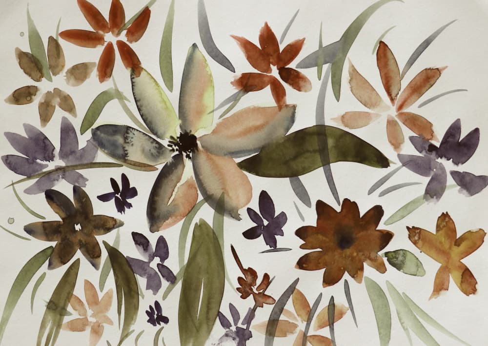 Earthy Floral Watercolor by Santhosh ch — canvas wall art