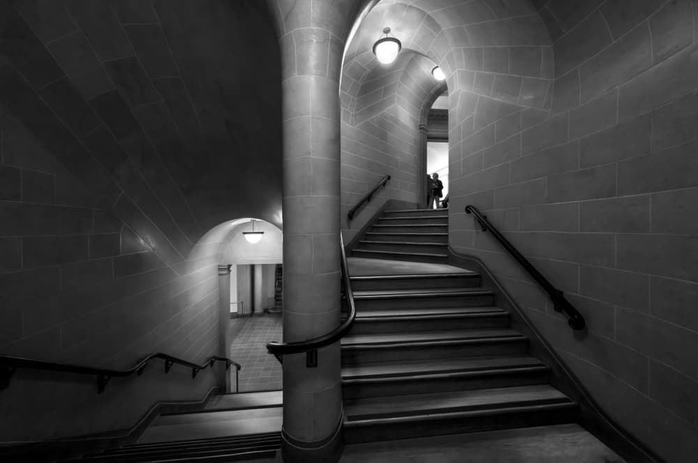 Grand Stone Staircase by Jiahong Zeng — canvas wall art