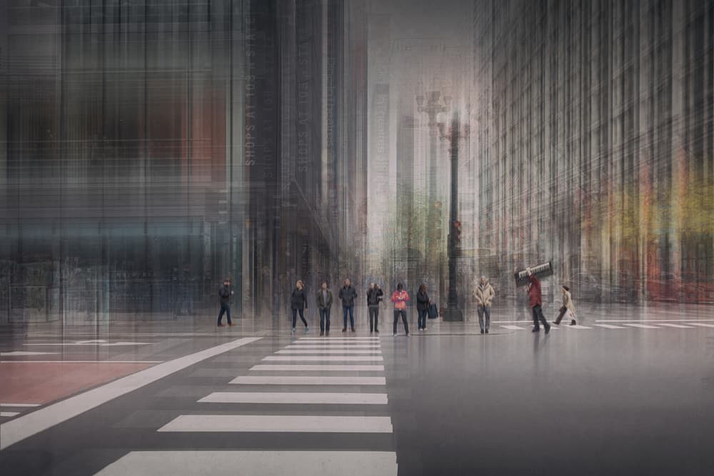 Dynamic Urban Crosswalk by Roswitha Schleicher-Schwarz — canvas wall art
