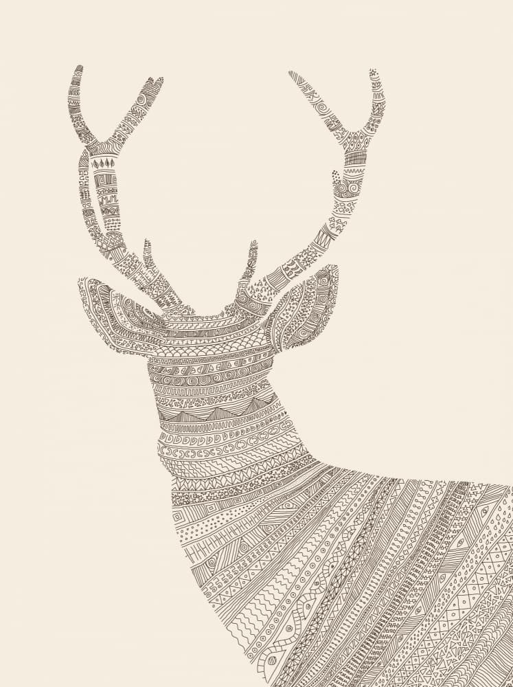 Intricate Patterned Stag by Florent Bodart — canvas wall art