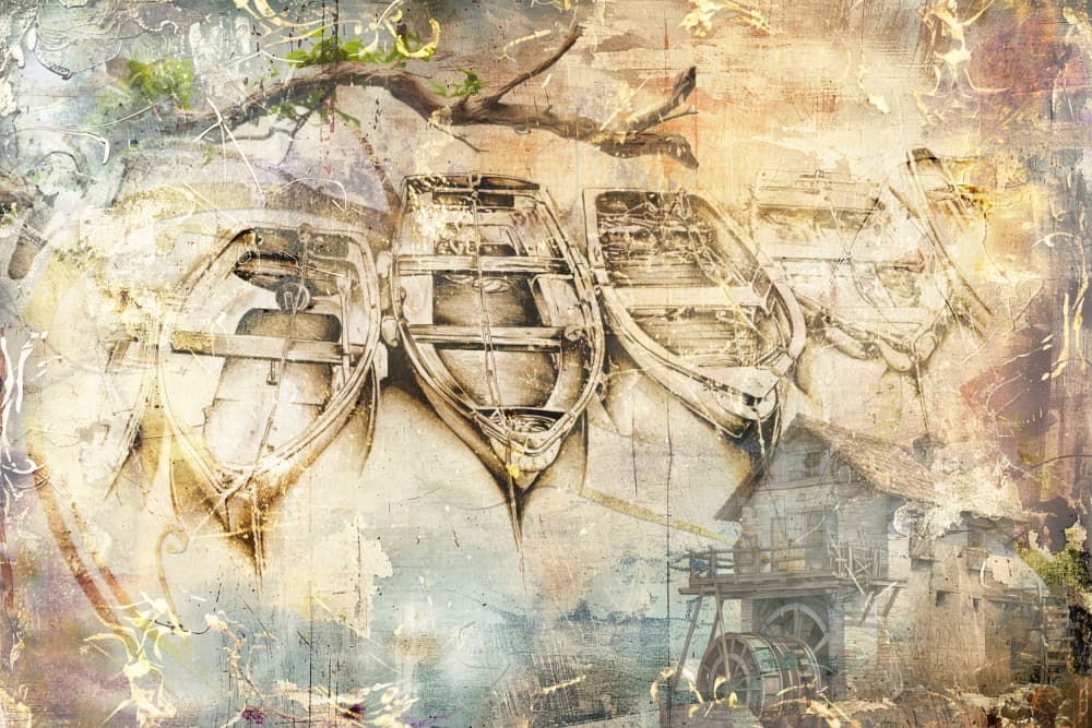 Old Boats Water Mill by Rafal Kulik — canvas wall art