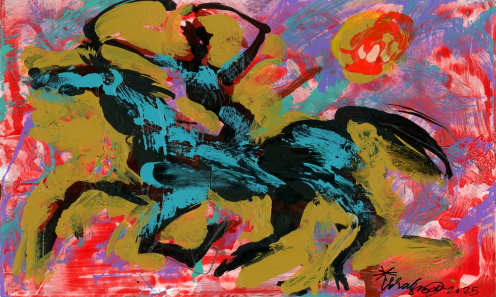 Vibrant Warrior Rider by Kanat Ibragimov — canvas wall art