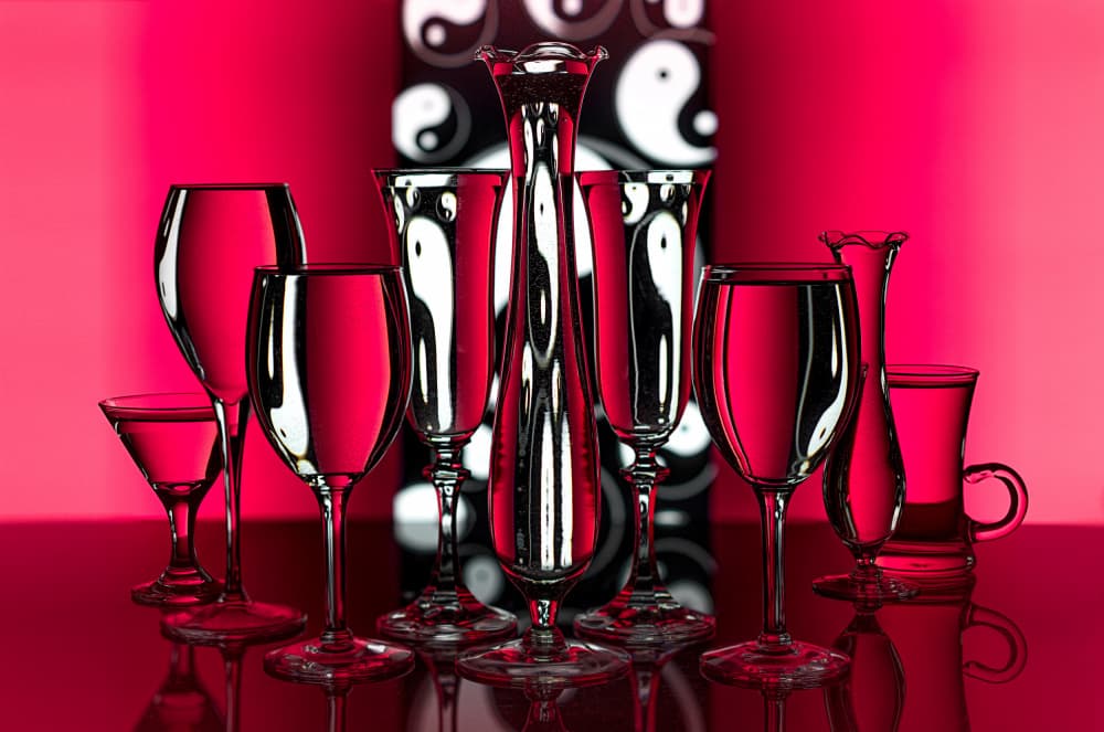 Reflective Red Glassware by Lydia Jacobs — canvas wall art