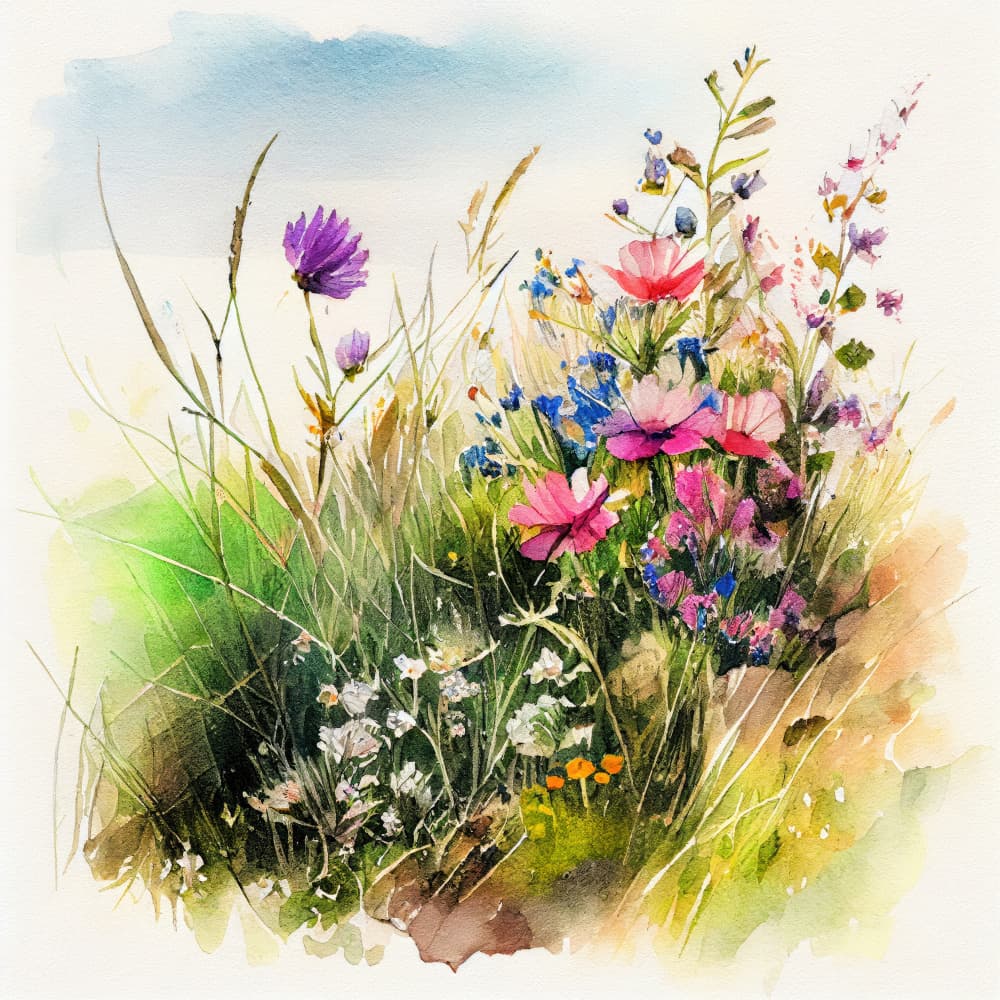 Vibrant Meadow Blooms by Justyna Jaszke — canvas wall art