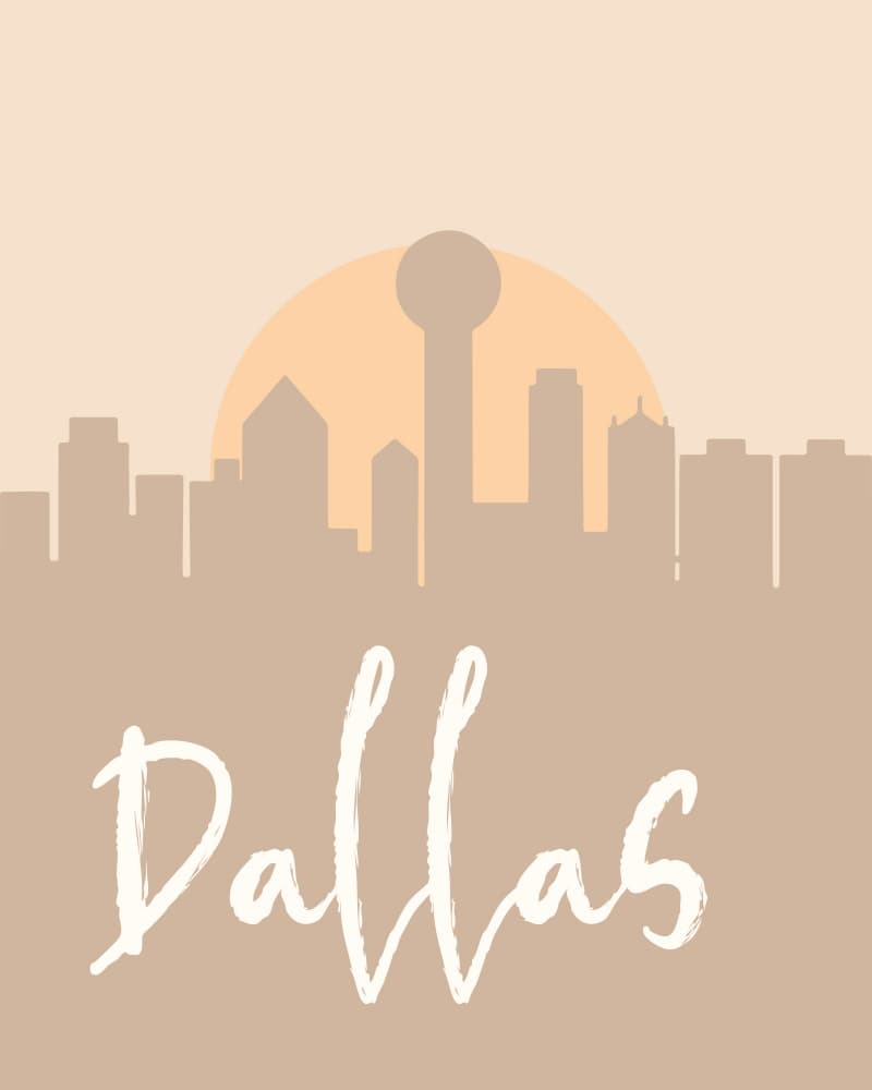 Dallas City Sunset Silhouette by Emiliano Deificus — canvas wall art