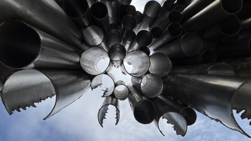 Abstract Metal Pipes by Anna Wan — canvas wall art