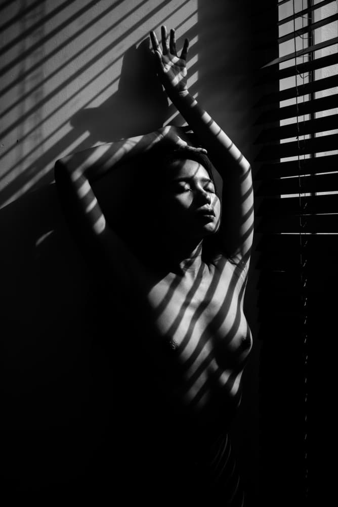 Woman In Striped Shadows by Thanakorn Chai Telan — canvas wall art