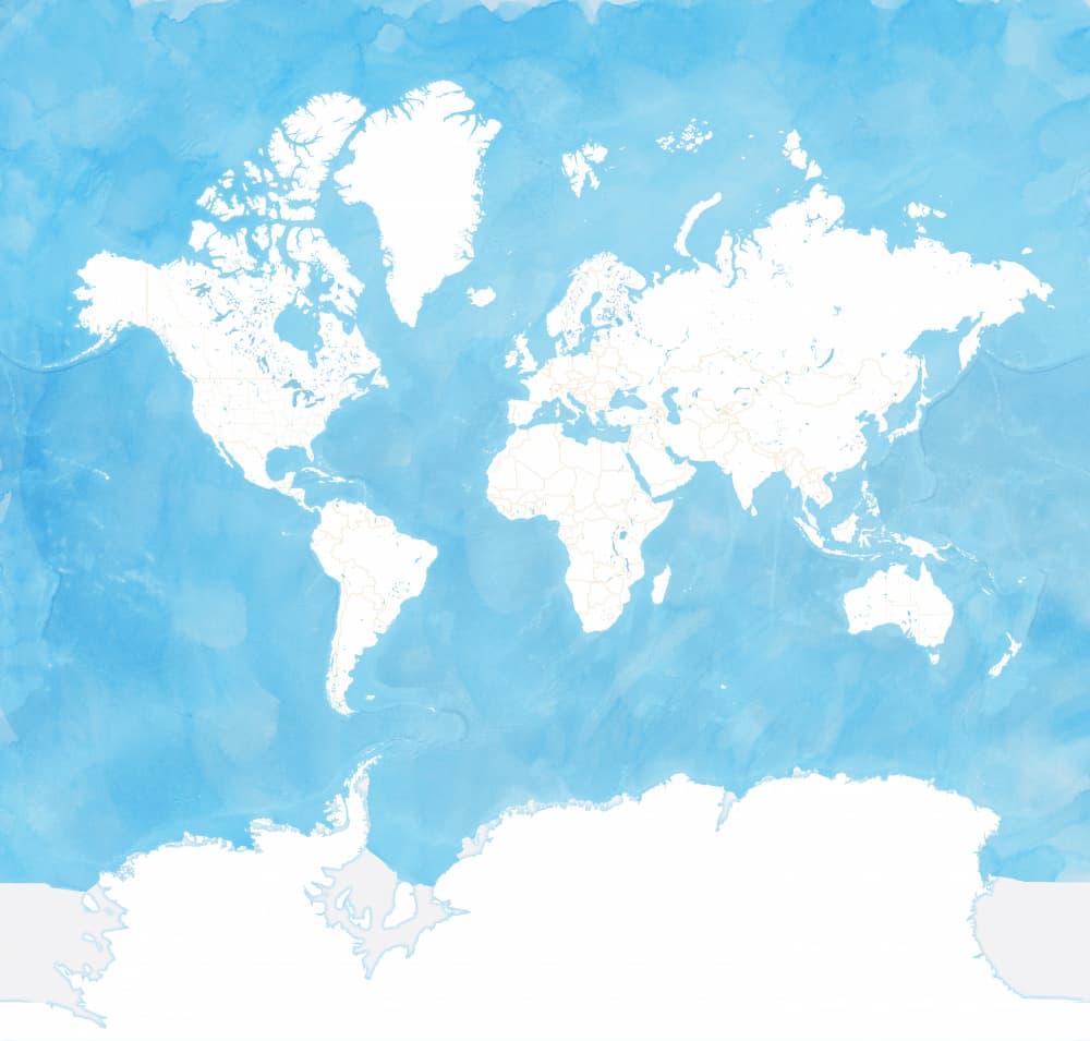 Watercolor World Map by Rosana Laiz Blursbyai — canvas wall art