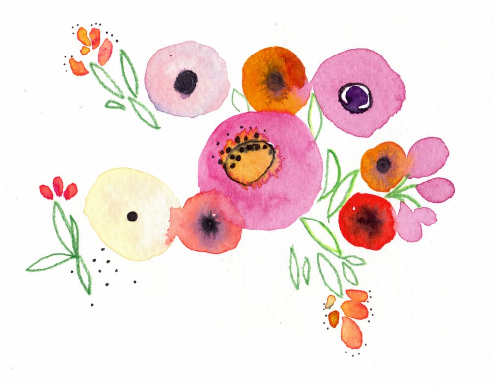 Colorful Watercolor Flowers by Christine Lindstrom — canvas wall art