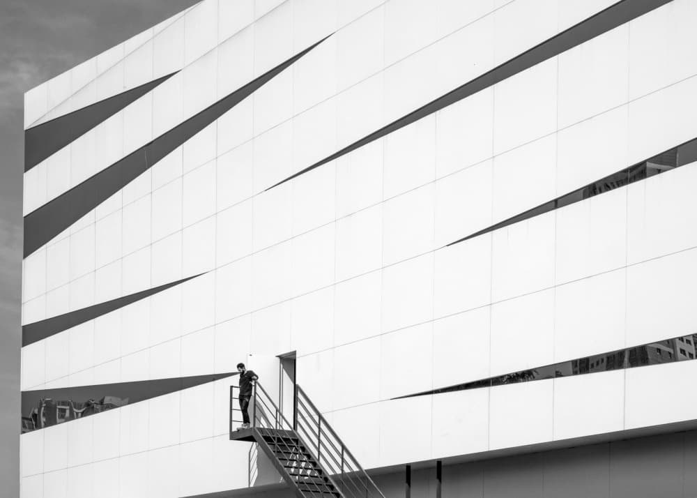 Lone Figure Modern Architecture by HAN dong hee — canvas wall art