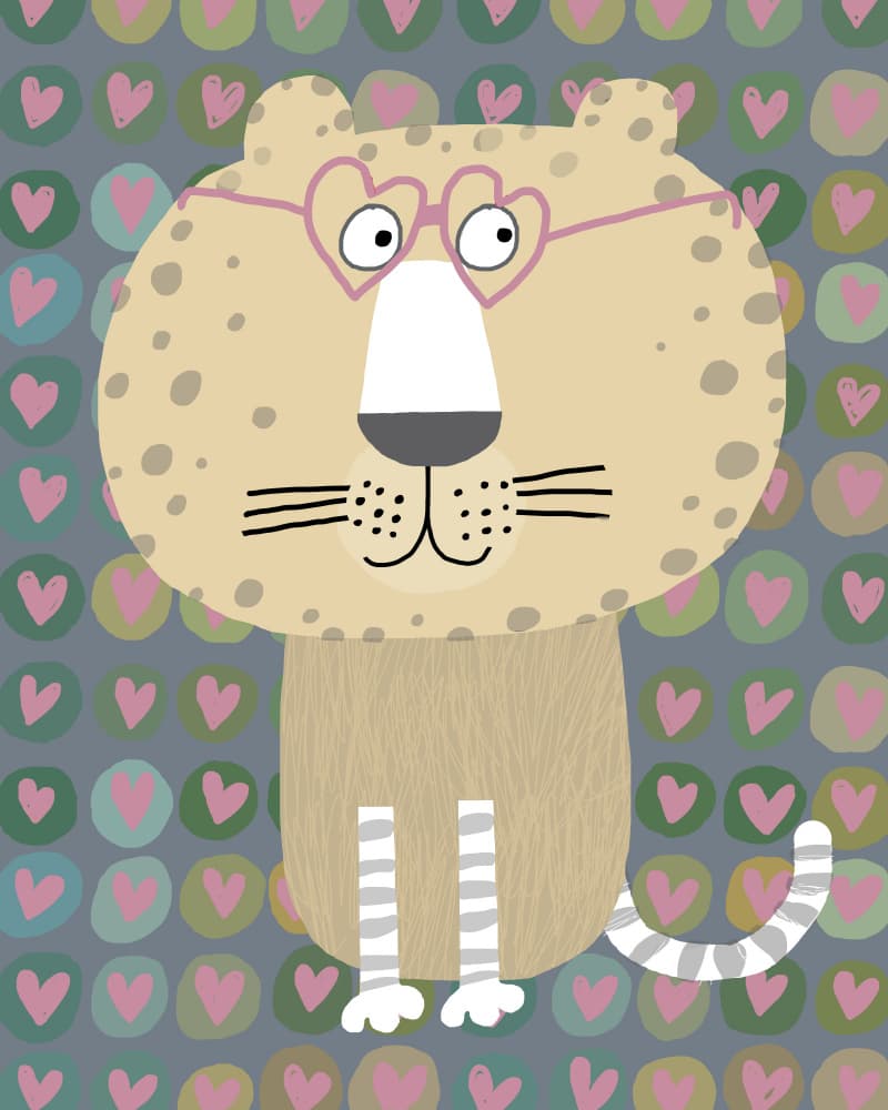 Cute Leopard Heart Glasses by Carla Daly — canvas wall art
