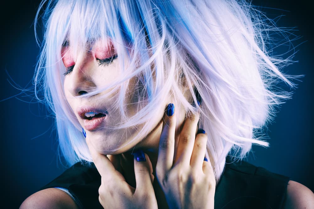 Vibrant Lavender Hair Portrait by Daisuke Kiyota — canvas wall art
