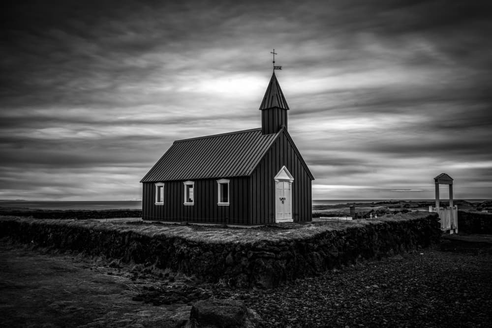 Dramatic Iceland Church by Joško Šimic — canvas wall art
