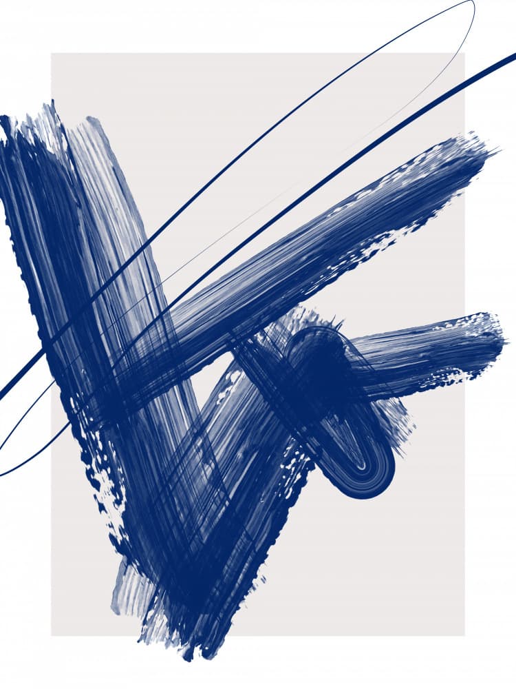 Dynamic Indigo Strokes by Elena Ristova — canvas wall art