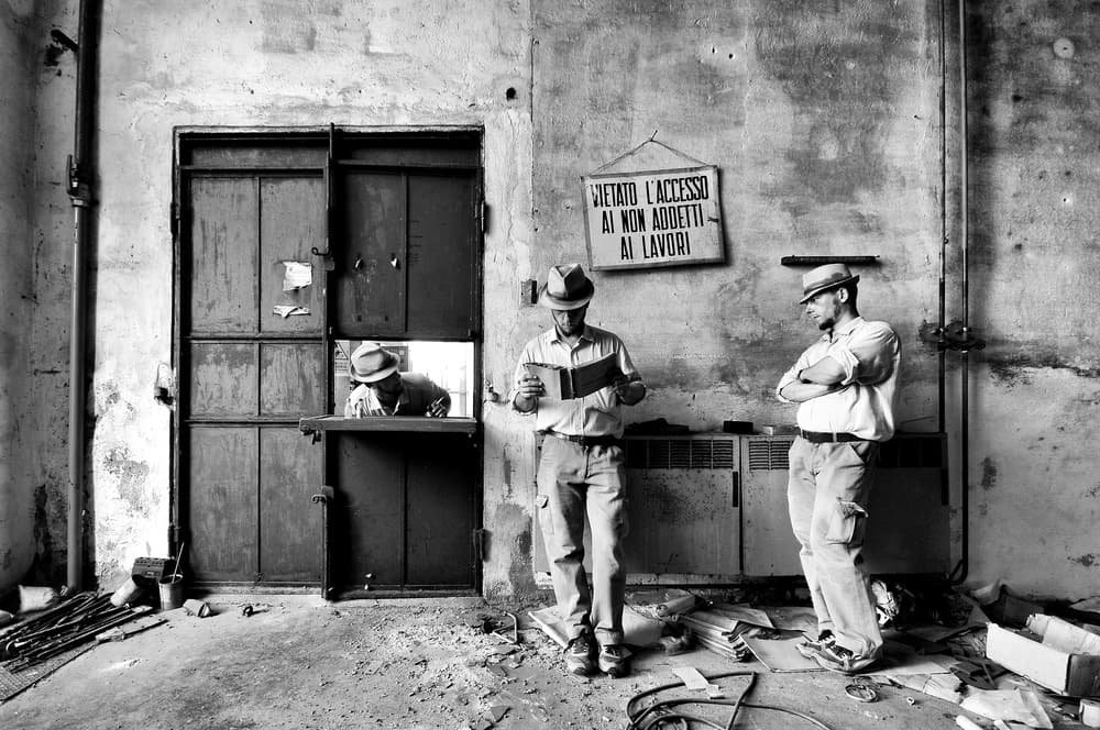 Vintage Factory Scene by Carlo Ferrara — canvas wall art