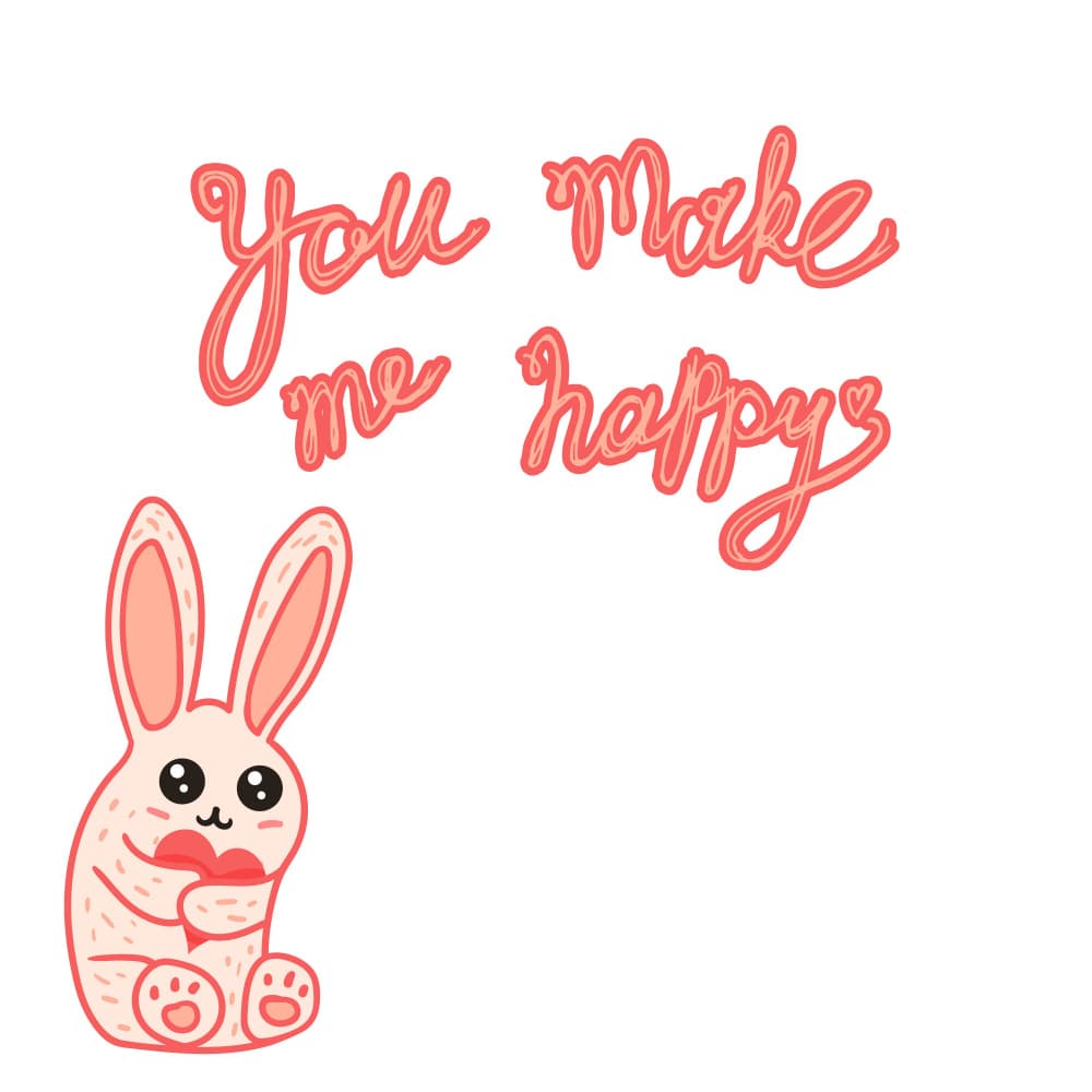 Happy Bunny Love Message by Marika Barsrsind — canvas wall art