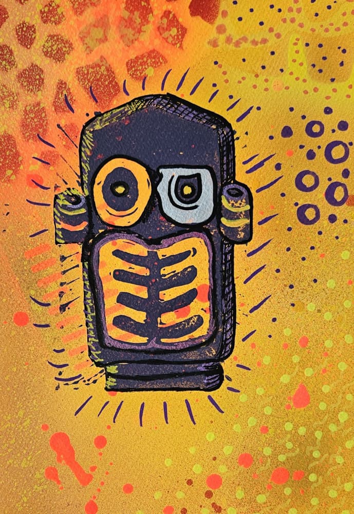 Glowing Robot Energy by Olea Huuska — canvas wall art