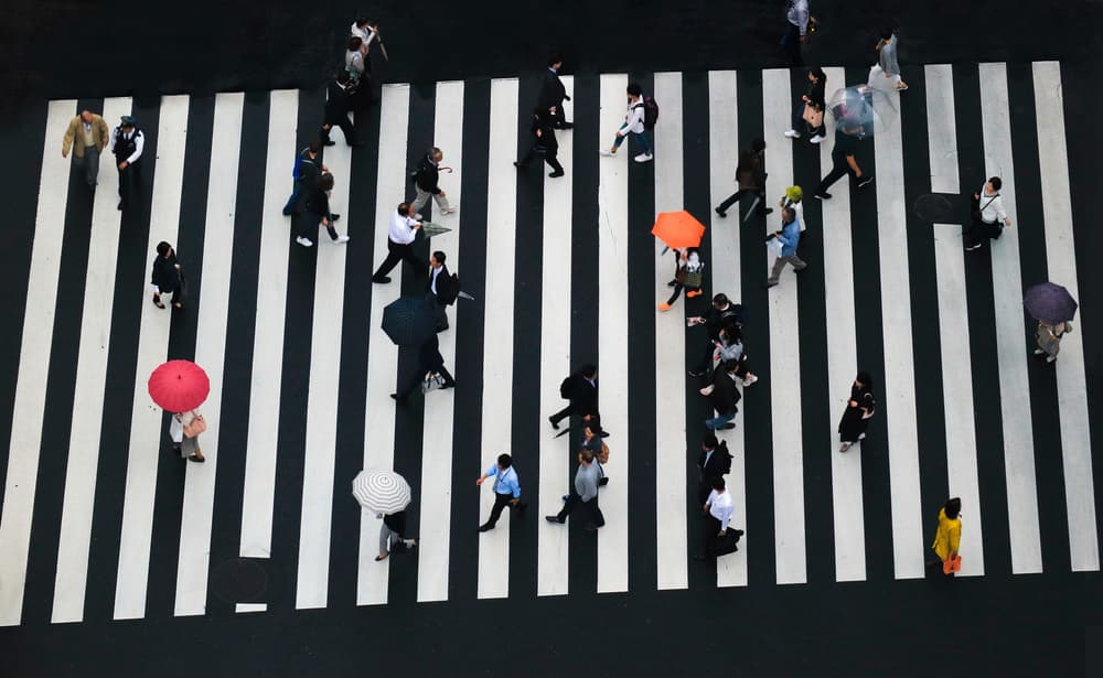 Overhead City Crossing by Haruyo Sakamoto — canvas wall art
