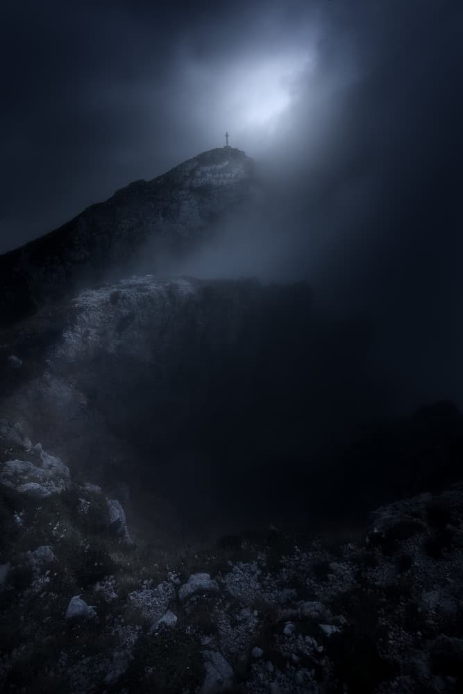 Misty Mountain Peak by Filippo Manini — canvas wall art