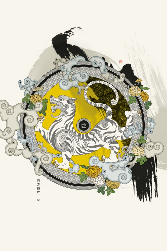 Golden White Tiger Spirit by Thoth Adan — canvas wall art