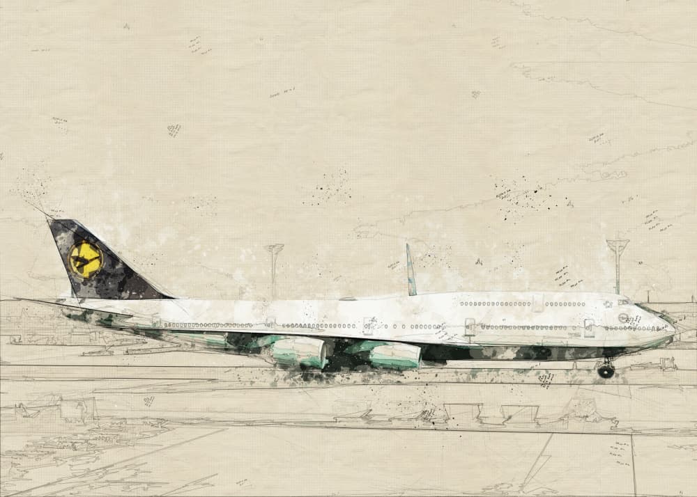Vintage Aviation Sketch by Lembayung senja studio [Vintage Poster] — canvas wall art