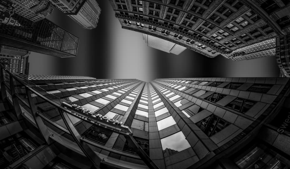 Towering City Geometry by Emil abu milad — canvas wall art
