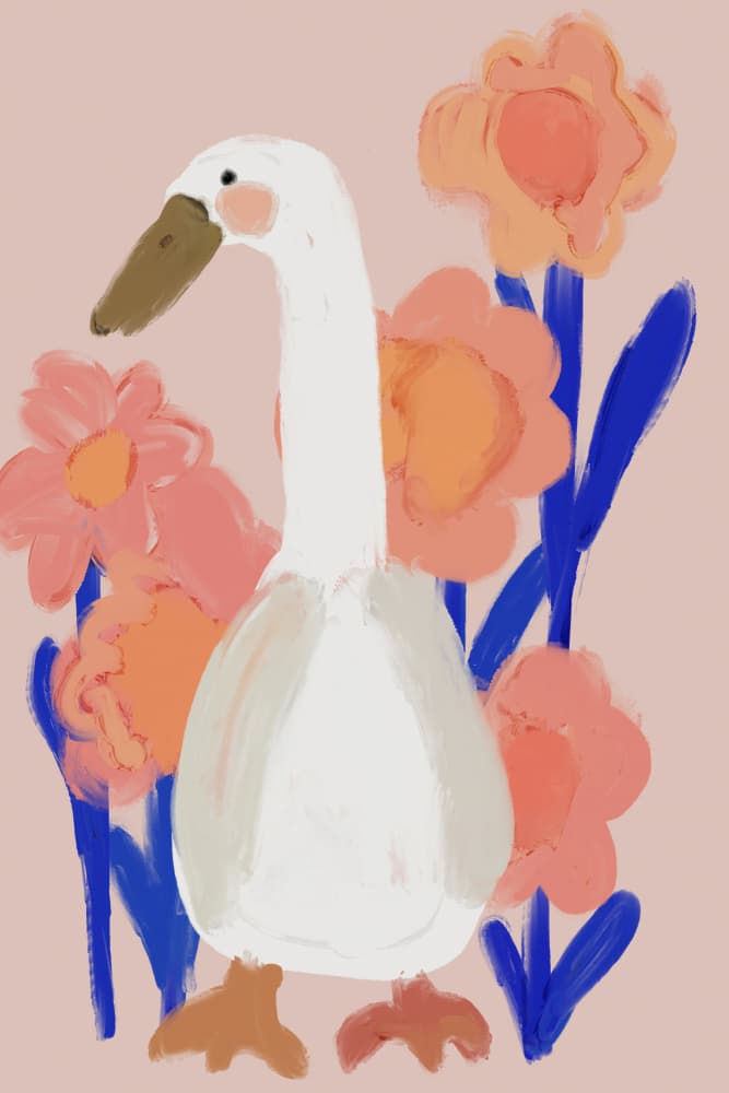 Goose in Bloom by Treechild — canvas wall art