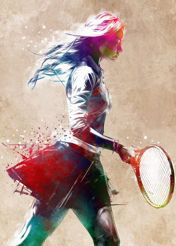 Vibrant Tennis Player by Justyna Jaszke — canvas wall art