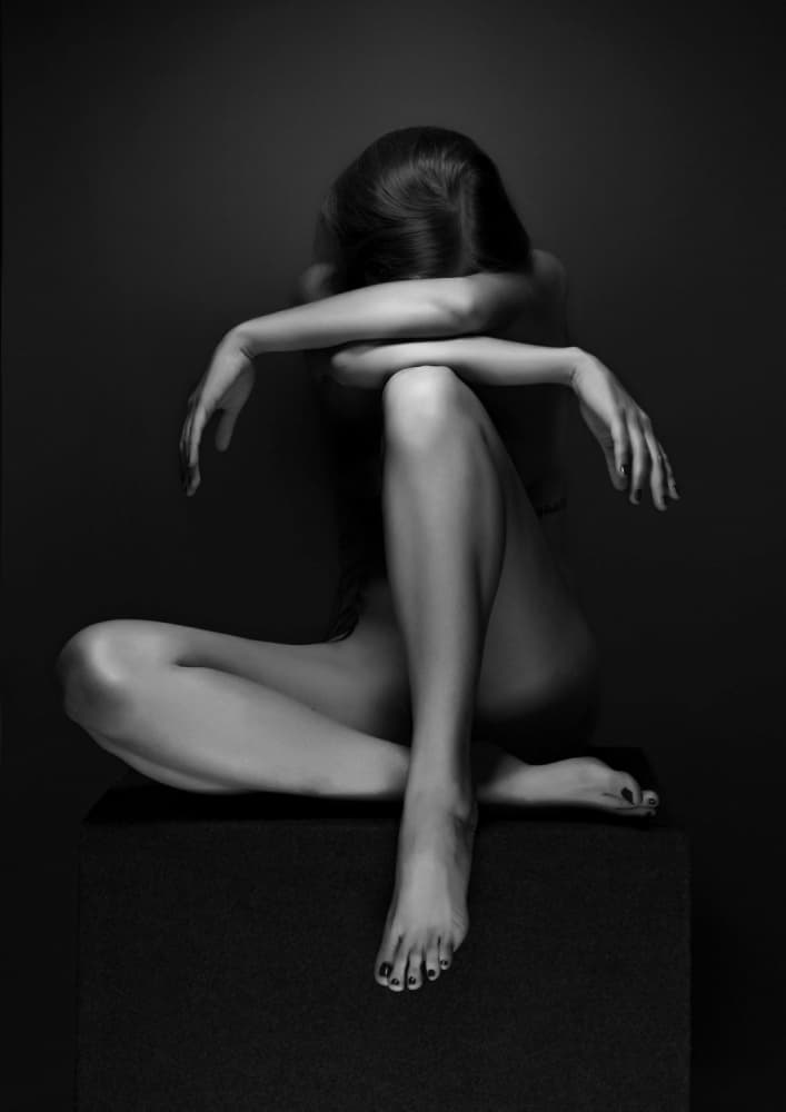 Contemplative Nude Figure by Jozef Kiss — canvas wall art