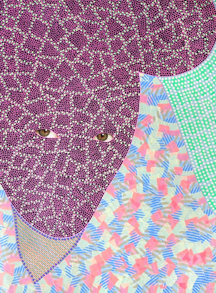 Purple Patterned Portrait by Naomi Vona — canvas wall art