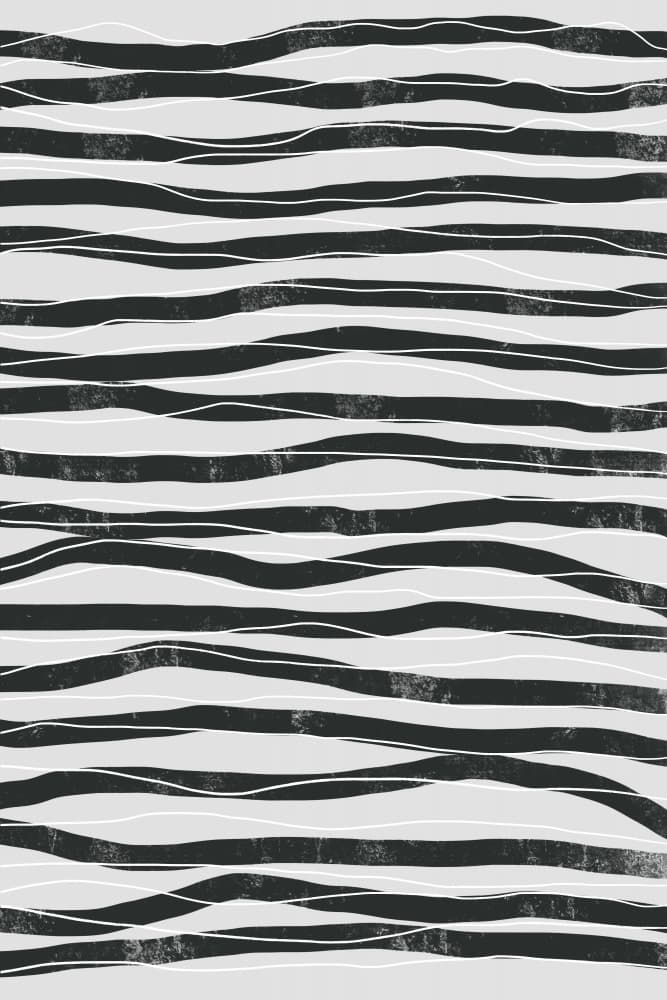 Black and White Waves Lines by uplusmestudio — canvas wall art